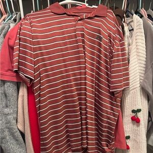 Under Armour Men's Polo Shirt - Red and White Stripes